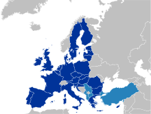 Karte der 5 aktuellen EU-Beitrittskandidaten